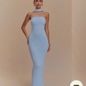 Meshki Blue Knit Maxi Dress